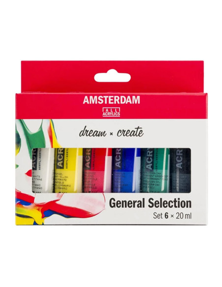 Set estuche 6 acrílicos Amsterdam 20ml