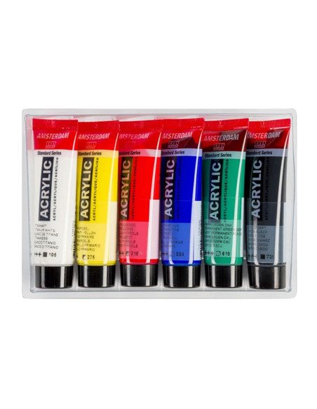 Set estuche 6 acrílicos Amsterdam 20ml