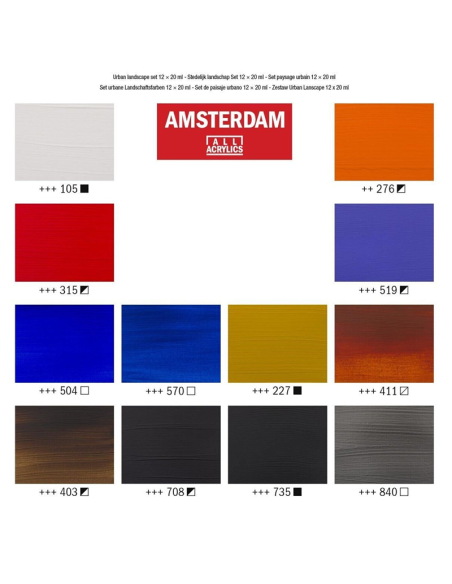 Set estuche 12 acrílicos Amsterdam 20ml