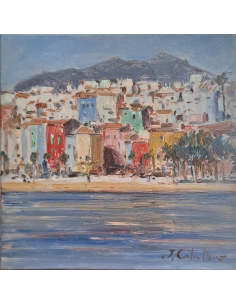 Playa centro y sus casitas de La Vila Joiosa por José...