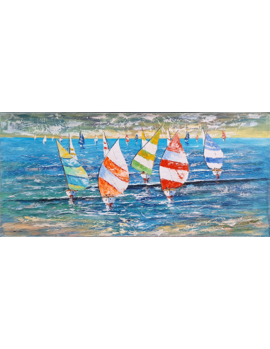 Marina con Veleros de Colores por Juan Poveda